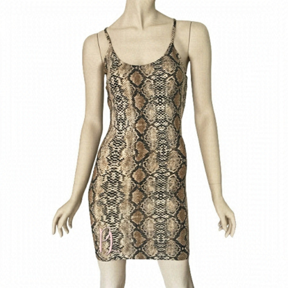 Hera Collection Snakeskin Print Bodycon Bandaid Mini Slip Dress - Picture 10 of 12